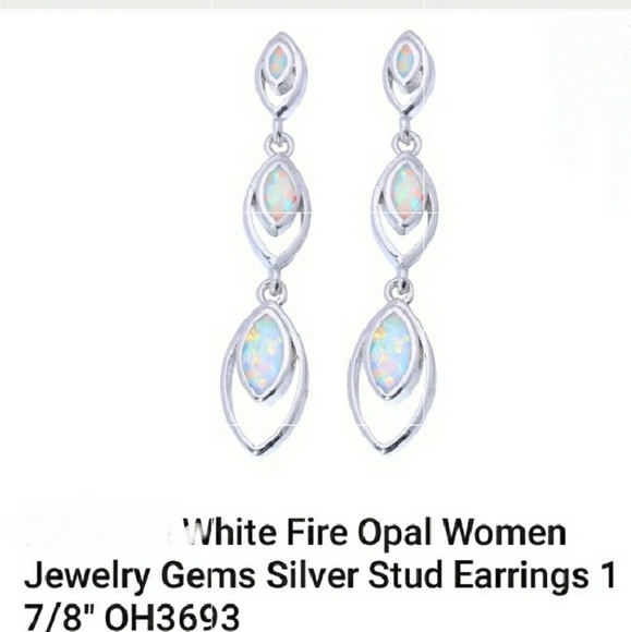WHITE FIRE OPAL EARRINGS! - Picture 3 of 5